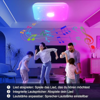 Stropní světlo AmazeFun LED stmívatelné – 36W stropní svítidlo Smart RGBIC s ​​reproduktorem Bluetooth – ovládání pomocí aplikac